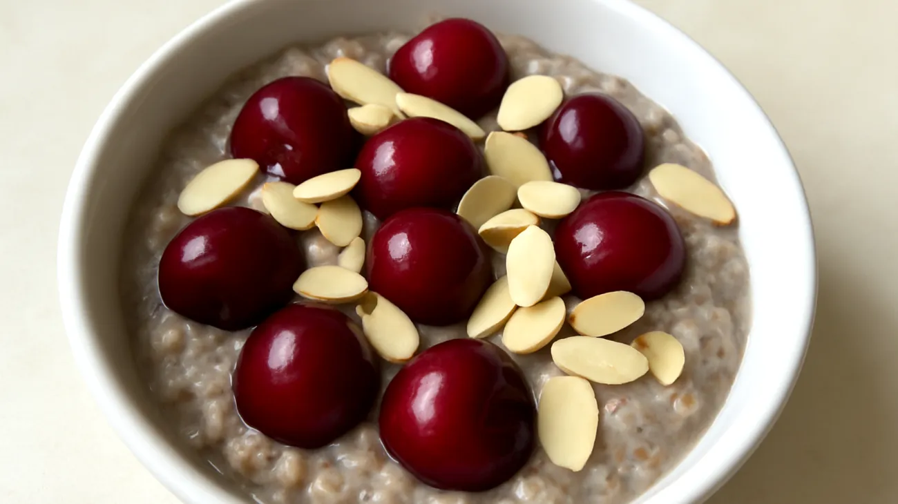 Buchweizen-Porridge mit Sauerkirschen und Mandeln"