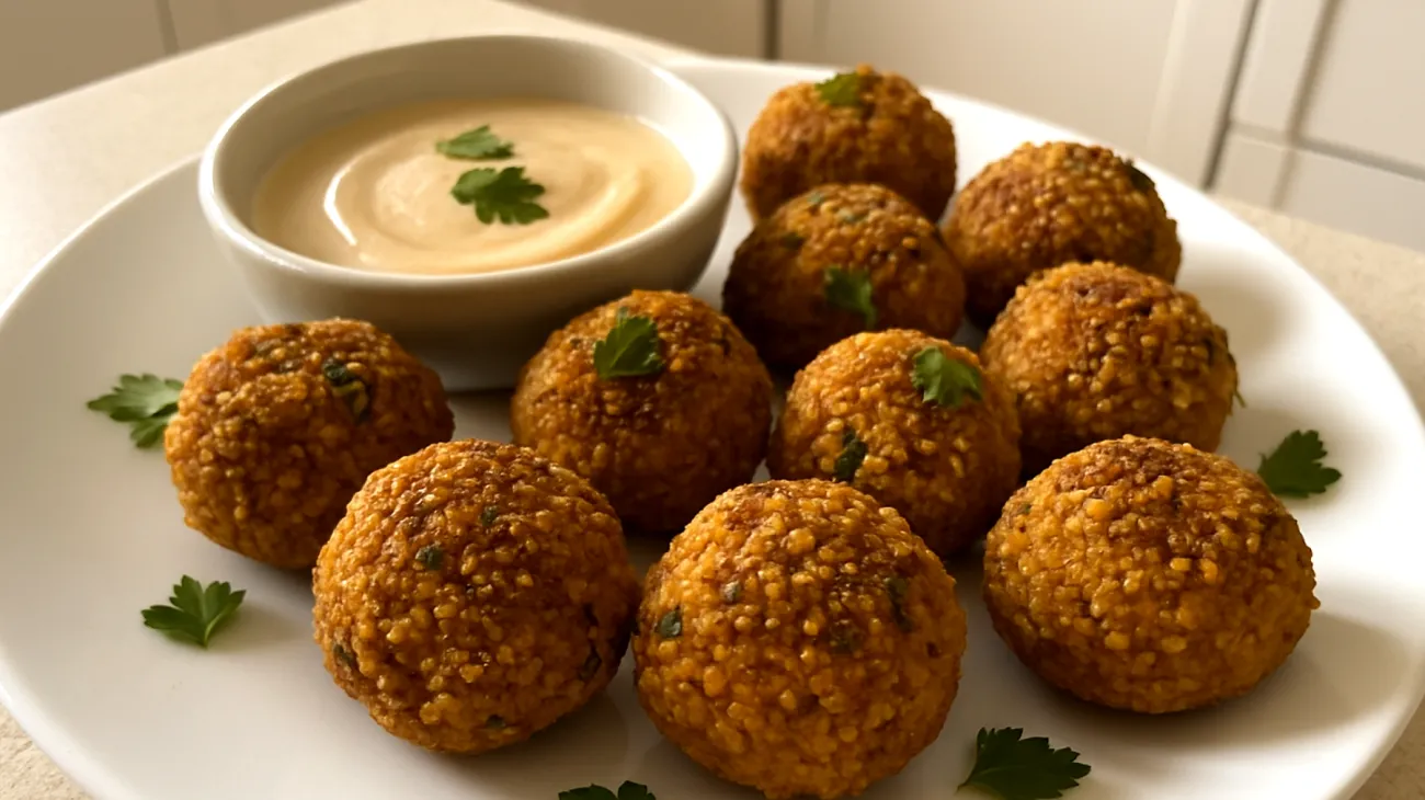 Amaranth-Linsen-Bällchen mit Tahini-Dip"