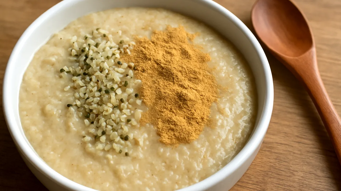 Amaranth-Porridge mit Hanfsamen und Lucuma-Pulver"